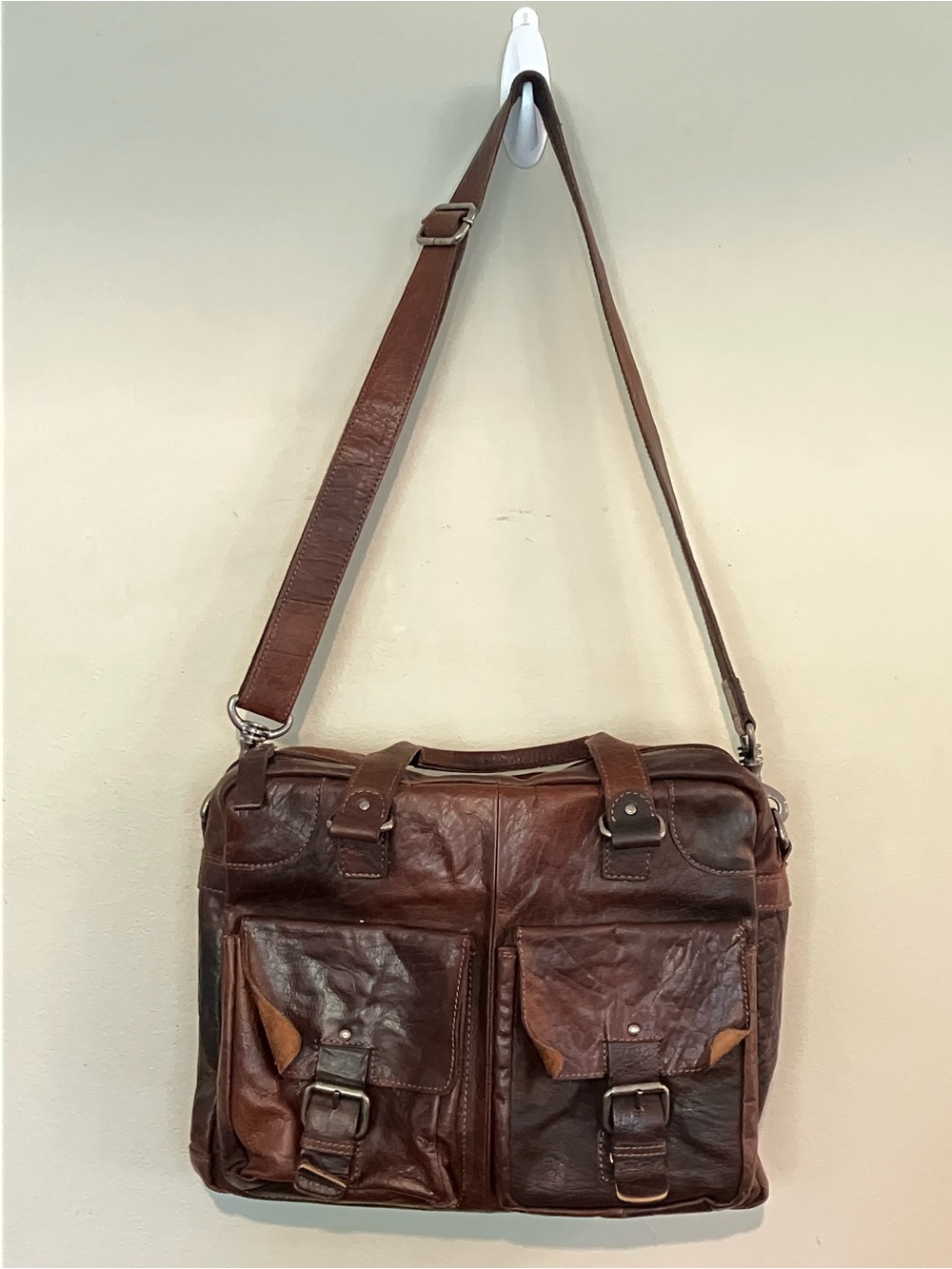 Spikes & Sparrow by Jack Georges Brown Leather Crossbody Bag Briefcase